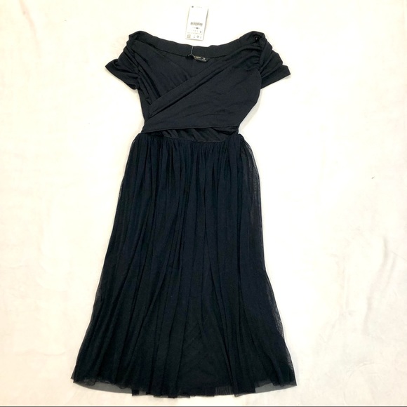 SOLD✖️Zara NWT Women’s Ballerina Tulle Wrap Dress Navy Blue Midi Skirt || Small - Picture 6 of 12